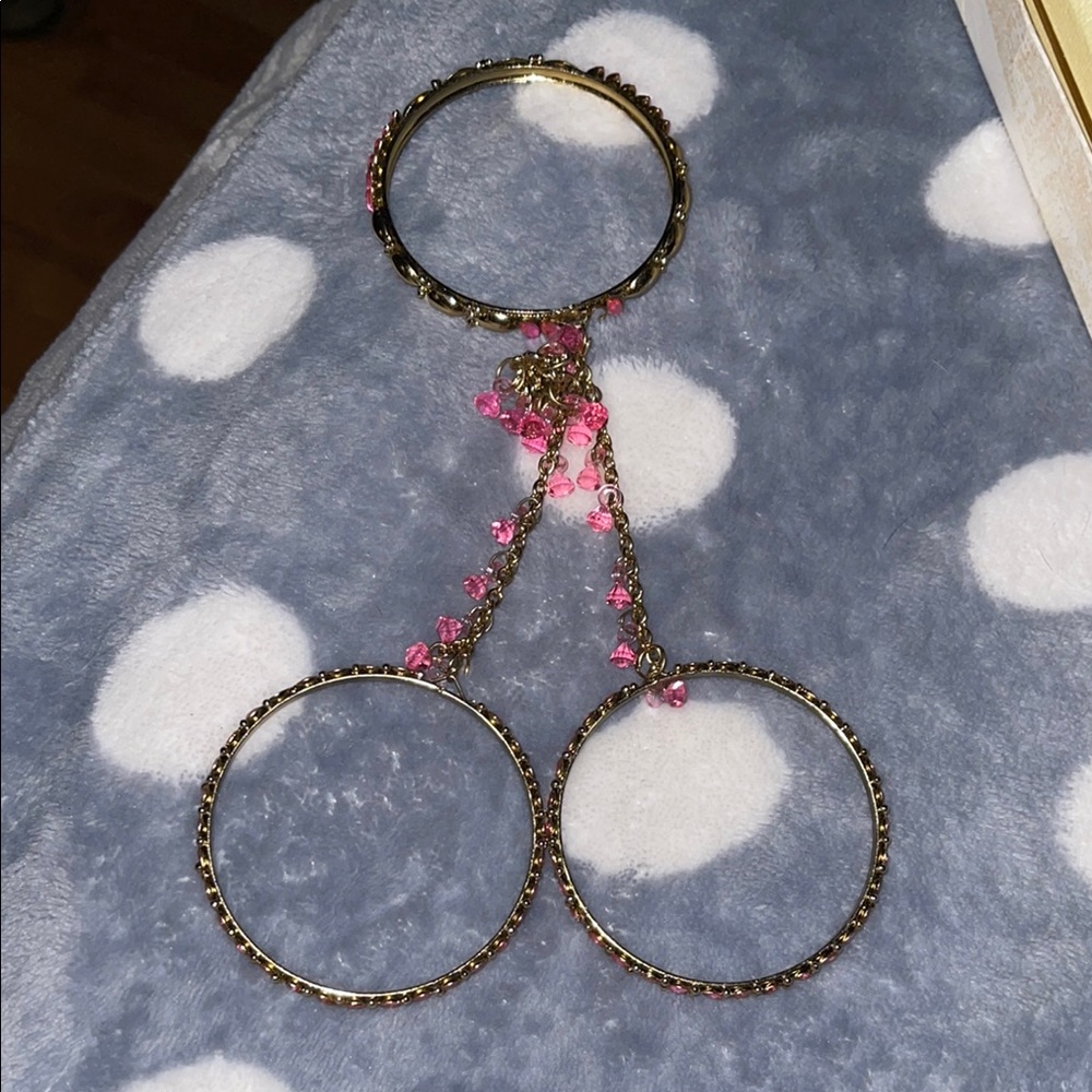 Elegant Pink and Gold Bracelet Set